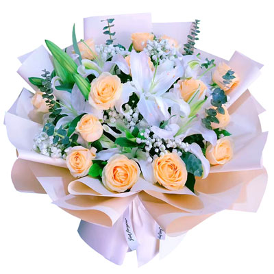 许昌16朵香槟玫瑰2支百合，爱的温暖和幸福
