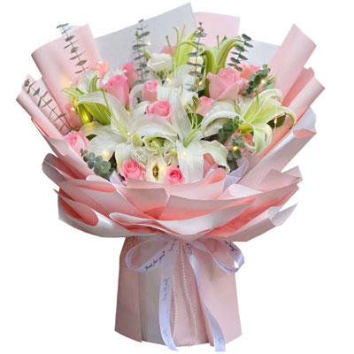 许昌16朵粉玫瑰百合，感情稳定坚固